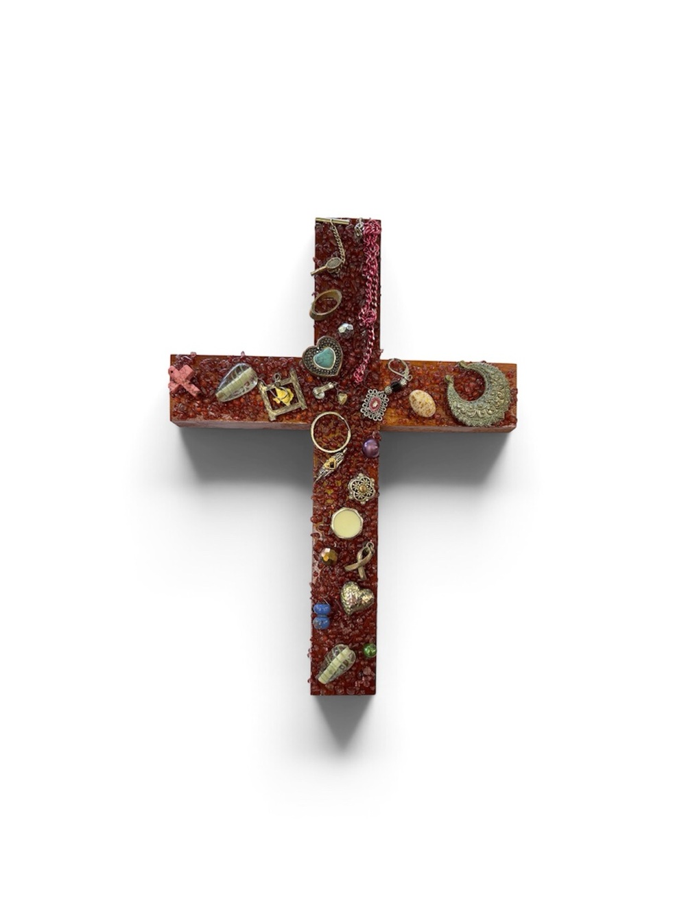 Embellished Decorative Cross Wall Art - Red - Picture 7 of 7